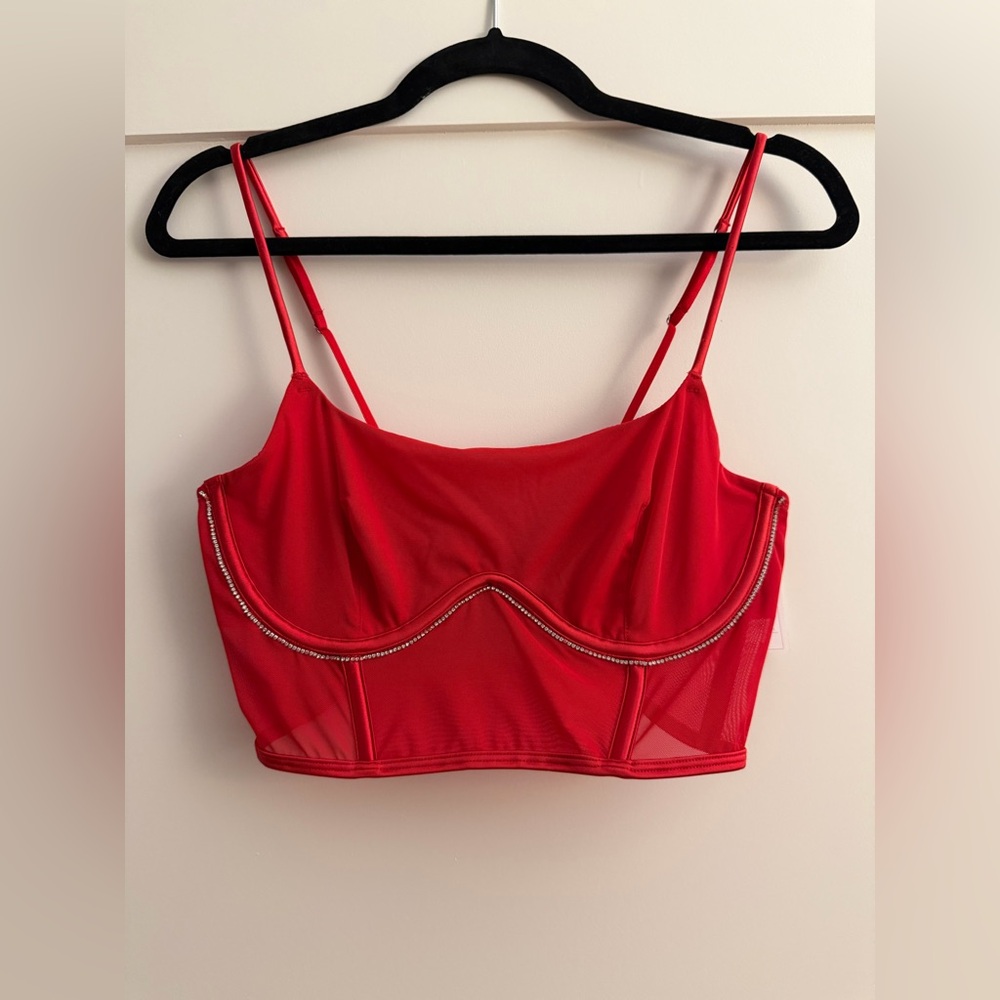 NEW WITH TAGS. AUDEN Rhinestone Corset Bra- Red (size M) - Picture 2 of 4